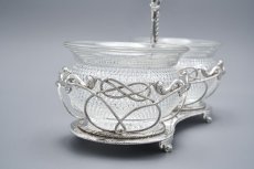 画像11: アンティークシルバー、アンティーク銀器、シルバープレート 1863年　スクロールとロープ装飾　ダブルジャムディッシュ (11)