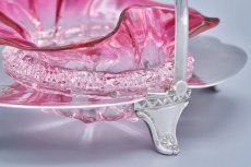 画像8: アンティークシルバー、アンティーク銀器、シルバープレート　ヴィクトリア時代後期　フリル付き グラデクランベリーグラス　ジャムディッシュ (8)