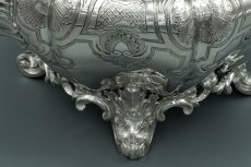 画像6: アンティークシルバー、アンティーク銀器、ヴィクトリア時代初期 純銀製(925)1840年 バーナード お花の摘み、猫足 手彫りフラットチェイシング　ティーポット (6)