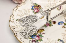 画像1: アンティークシルバー、アンティーク銀器、純銀製(925) 1910年繊細な透かし細工　クイーンズパターンハンドル　サービングトング (1)