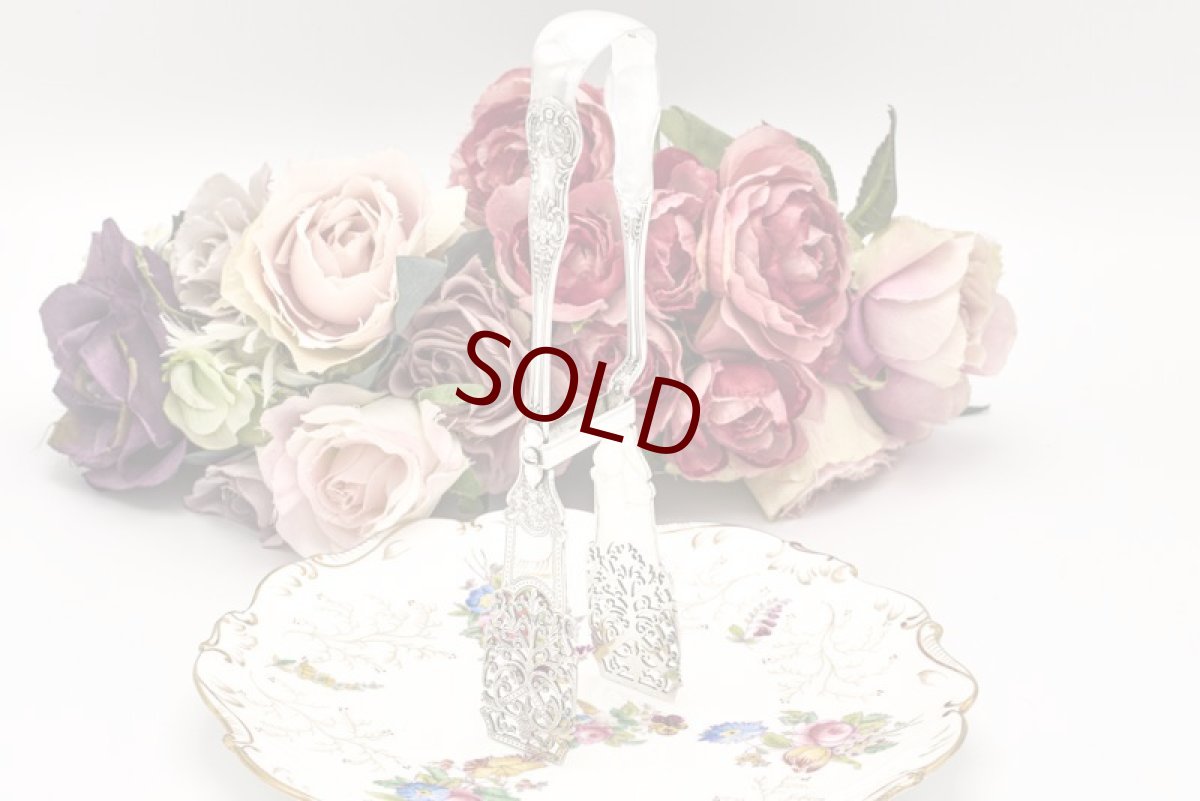 画像5: アンティークシルバー、アンティーク銀器、純銀製(925) 1910年繊細な透かし細工　クイーンズパターンハンドル　サービングトング (5)