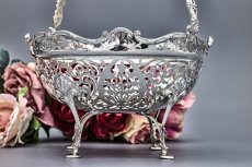 画像13: アンティークシルバー、アンティーク銀器、純銀製(925) 1927年　ハンドカット、美総透かし細工バスケット (13)
