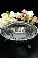 画像1: アンティークシルバー、アンティーク銀器　純銀製（925）1909年　特級　繊細なスクロール透かし細工が見事なフルーツ/ブレッドバスケット (1)