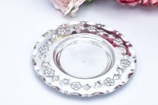 画像4: アンティークシルバー アンティーク銀器 シルバープレート製  お花と葉模様　蓋付きハンドカットクリスタルグラス　バターディッシュ (4)