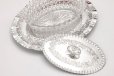 画像3: アンティークシルバー アンティーク銀器 シルバープレート製  c.1890 葉模様の装飾　蓋付きハンドカットクリスタルグラス　バターディッシュ