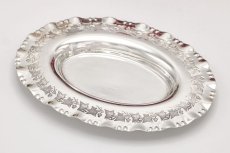 画像6: アンティークシルバー アンティーク銀器 シルバープレート製  c.1890 葉模様の装飾　蓋付きハンドカットクリスタルグラス　バターディッシュ (6)