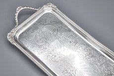 画像1: ヴィンテージシルバー、シルバープレート製 　脚付　バー / サンドイッチトレイ (1)