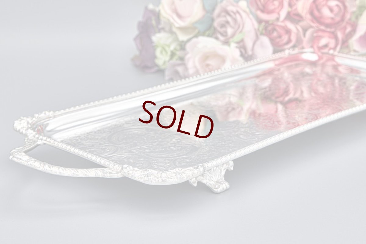 画像5: ヴィンテージシルバー、シルバープレート製 　脚付　バー / サンドイッチトレイ (5)