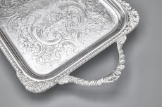 画像6: ヴィンテージシルバー、シルバープレート製 　脚付　バー / サンドイッチトレイ (6)