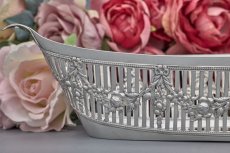 画像3: アンティークシルバー、アンティーク銀器、シルバープレート製　リボンと薔薇のガーランド透かし細工　ブレッドバスケット (3)