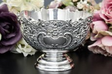 画像1: アンティークシルバー　アンティーク銀器　ヴィンテージ シルバープレート製　イタリア 製　花と葉模様のローズボウル (1)