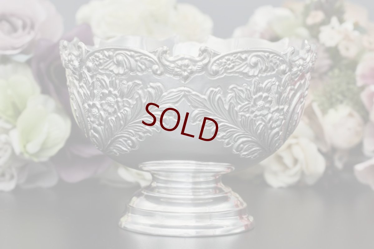 画像6: アンティークシルバー　アンティーク銀器　ヴィンテージ シルバープレート製　イタリア 製　花と葉模様のローズボウル (6)