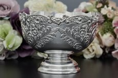 画像6: アンティークシルバー　アンティーク銀器　ヴィンテージ シルバープレート製　イタリア 製　花と葉模様のローズボウル (6)