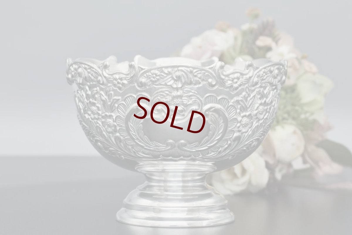 画像4: アンティークシルバー　アンティーク銀器　ヴィンテージ シルバープレート製　イタリア 製　花と葉模様のローズボウル (4)