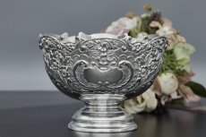 画像4: アンティークシルバー　アンティーク銀器　ヴィンテージ シルバープレート製　イタリア 製　花と葉模様のローズボウル (4)