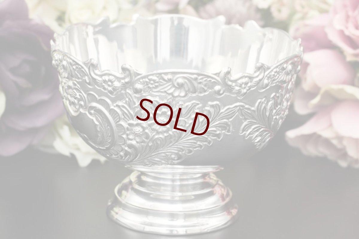 画像3: アンティークシルバー　アンティーク銀器　ヴィンテージ シルバープレート製　イタリア 製　花と葉模様のローズボウル (3)