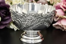 画像3: アンティークシルバー　アンティーク銀器　ヴィンテージ シルバープレート製　イタリア 製　花と葉模様のローズボウル (3)