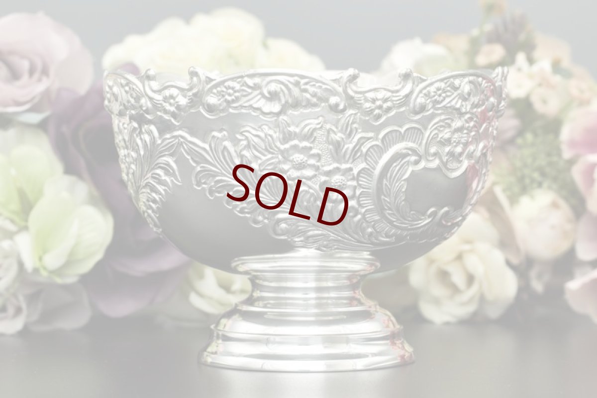 画像5: アンティークシルバー　アンティーク銀器　ヴィンテージ シルバープレート製　イタリア 製　花と葉模様のローズボウル (5)