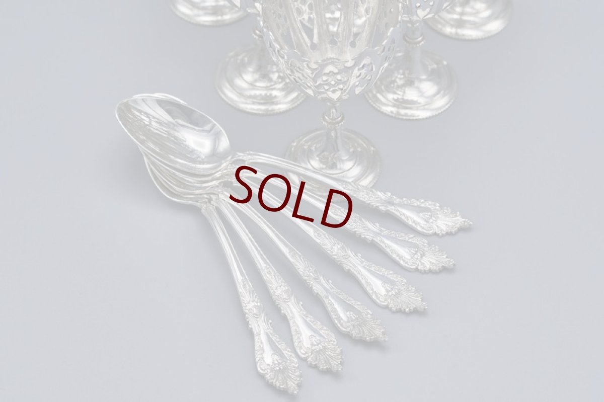 画像9: アンティークシルバー、アンティーク銀器、シルバープレート製　美総透かし細工のエッグクリュエット＆スプーンセット (9)