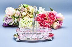 画像5: アンティークシルバー、アンティーク銀器、シルバープレート製 　ヴィクトリア時代後期　美しいピンク ペインテッド カットグラス　ジャムディッシュ (5)