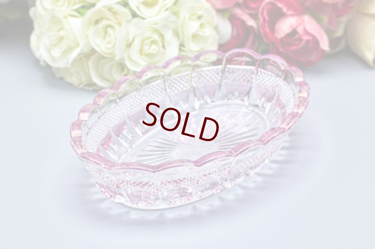 画像13: アンティークシルバー、アンティーク銀器、シルバープレート製 　ヴィクトリア時代後期　美しいピンク ペインテッド カットグラス　ジャムディッシュ (13)