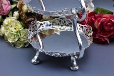 画像5: アンティークシルバー、アンティーク銀器、シルバープレート製 優美な透かし細工プレート 三段 アフタヌーンティー ケーキスタンド (5)