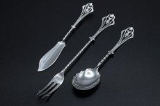 画像4: アンティークシルバー、アンティーク銀器、純銀製（925）1906年 透かし細工 & ねじりハンドル アフタヌーンティーカトラリー セット (4)