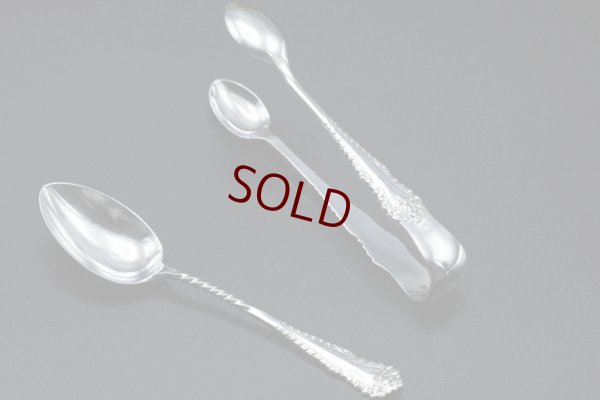 画像5: アンティークシルバー、アンティーク銀器　純銀製(925) 1904年　エレガントな ティースプーン６本＆シュガートングセット