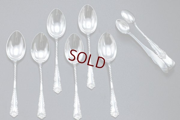 画像6: アンティークシルバー、アンティーク銀器　純銀製(925) 1904年　エレガントな ティースプーン６本＆シュガートングセット
