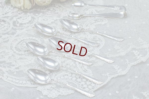 画像2: アンティークシルバー、アンティーク銀器　純銀製(925) 1904年　エレガントな ティースプーン６本＆シュガートングセット