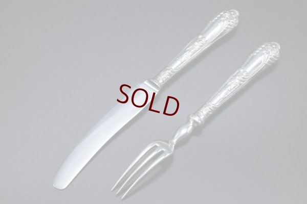 画像9: ヴィンテージシルバー、純銀製(925) ハンドル ロココパターン デザートカトラリー６客セット