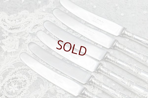 画像3: ヴィンテージシルバー、純銀製(925) ハンドル ロココパターン デザートカトラリー６客セット