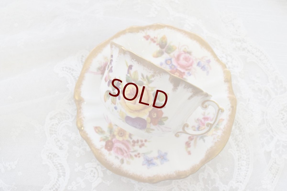 画像3: アンティーク陶磁器 ハマースレイ　ドレスデンスプレイズ 美しいハンドペイント　金彩とフローラルブーケ　ティータイムセレクションセット　 (3)