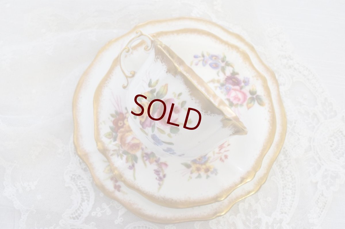 画像16: アンティーク陶磁器 ハマースレイ　ドレスデンスプレイズ 美しいハンドペイント　金彩とフローラルブーケ　ティータイムセレクションセット　 (16)