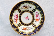 画像6: アンティーク陶磁器 c.1860 　ダービー　ロイヤルブルー、金彩、薔薇と小鳥のカップ＆ソーサー (6)