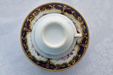 画像7: アンティーク陶磁器 c.1860 　ダービー　ロイヤルブルー、金彩、薔薇と小鳥のカップ＆ソーサー (7)