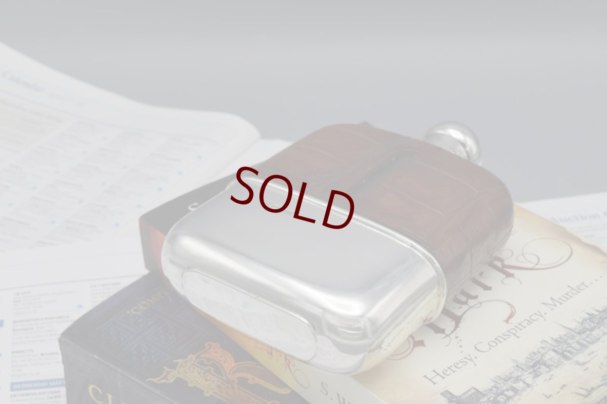 画像5: アンティークシルバー、アンティーク銀器、純銀製(925) 1912年 シルバー&レザー ヒップフラスク (5)