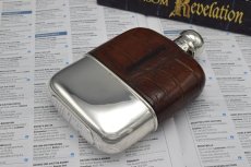 画像4: アンティークシルバー、アンティーク銀器、純銀製(925) 1912年 シルバー&レザー ヒップフラスク (4)