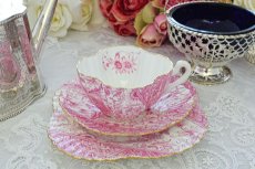 画像2: 一ランク上のアンティーク陶磁器  ワイルマン ピンク アレクサンドラ Dolly Varden パターントリオセット (2)