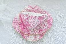 画像14: 一ランク上のアンティーク陶磁器  ワイルマン ピンク アレクサンドラ Dolly Varden パターントリオセット (14)