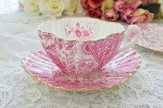 画像9: 一ランク上のアンティーク陶磁器  ワイルマン ピンク アレクサンドラ Dolly Varden パターントリオセット (9)