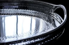 画像6: アンティークシルバー、アンティーク銀器、ヴィクトリア時代中期 手彫りエングレービング オーバル ギャラリートレイ (6)