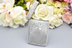 画像6: アンティークシルバー、アンティーク銀器 純銀製（925）1904年　お花、葉模様、スクロールの手彫りエングレービング彫刻　カードケース (6)