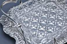 画像9: アンティークシルバー アンティーク銀器 シルバープレート製  ロココスタイル　蓋付きハンドカットクリスタルグラス　バターディッシュ (9)
