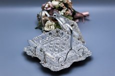 画像4: アンティークシルバー アンティーク銀器 シルバープレート製  ロココスタイル　蓋付きハンドカットクリスタルグラス　バターディッシュ (4)