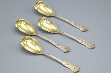 画像2: アンティークシルバー、アンティーク銀器、純銀製（925）1874年　ローマンバカナリアン　デザイン　デザートサービングスプーン 4本セット (2)