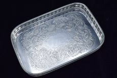 画像1: ヴィンテージシルバー　シルバープレート製　長方形　ギャラリートレイ (1)