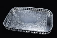画像4: ヴィンテージシルバー　シルバープレート製　長方形　ギャラリートレイ (4)