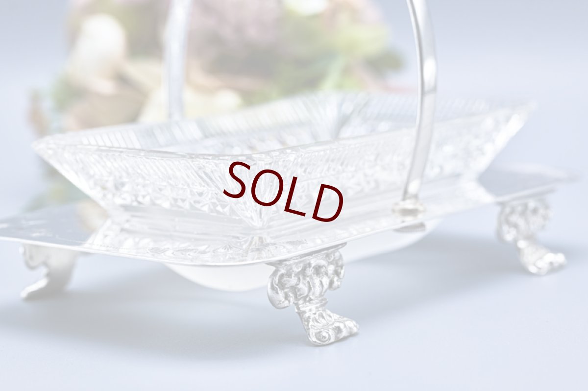 画像5: アンティークシルバー、アンティーク銀器、シルバープレート製 　ヴィクトリア時代後期　 カットグラス　ジャムディッシュ (5)