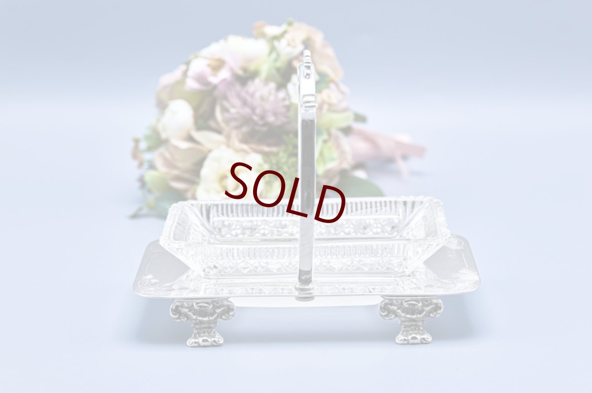 画像13: アンティークシルバー、アンティーク銀器、シルバープレート製 　ヴィクトリア時代後期　 カットグラス　ジャムディッシュ (13)